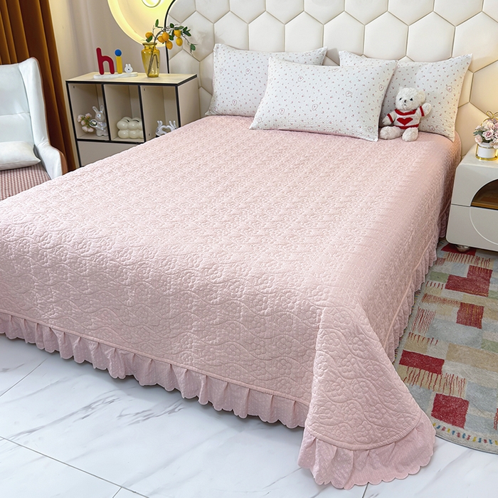 91家纺网 家纺一手货源 找家纺 凤杰家纺 2026新款云感双层纱床盖四件套 恋爱曲