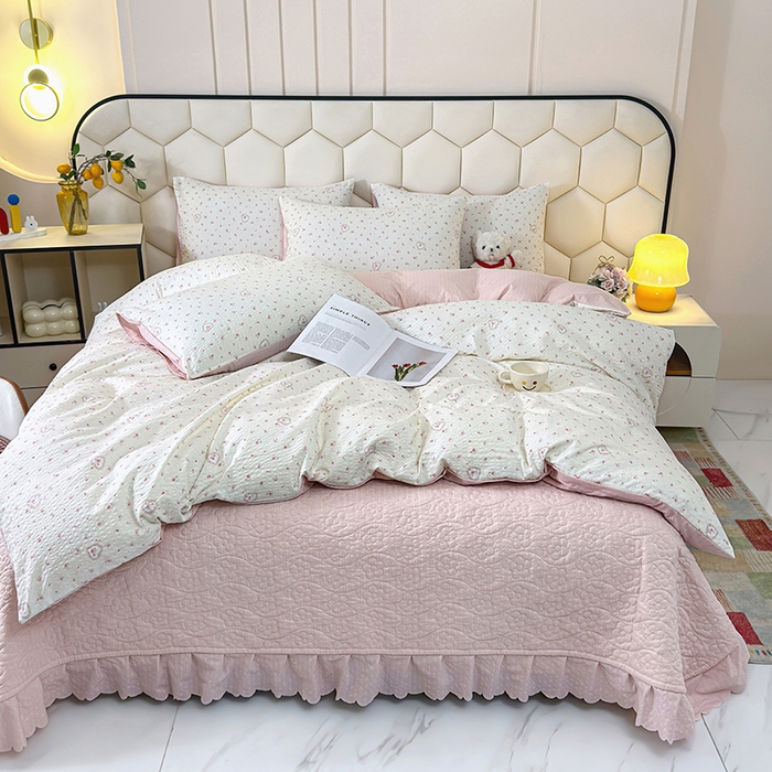 凤杰家纺 2026新款云感双层纱床盖四件套 恋爱曲