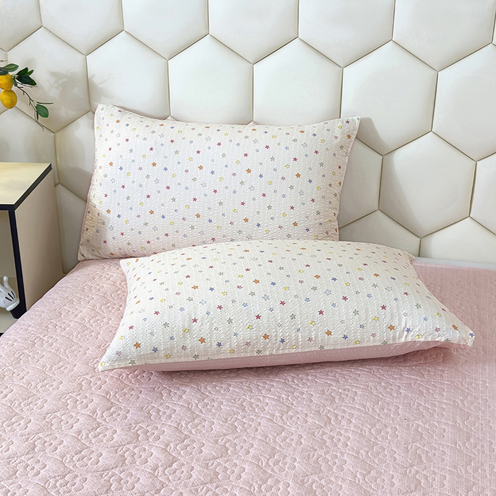 91家纺网 家纺一手货源 找家纺 凤杰家纺 2026新款云感双层纱床盖四件套 满天星