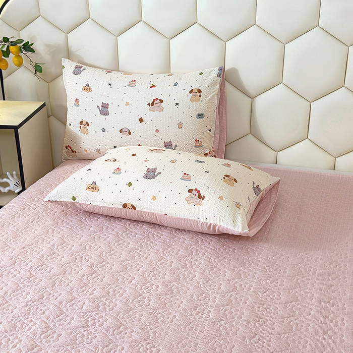 91家纺网 家纺一手货源 找家纺 凤杰家纺 2026新款云感双层纱床盖四件套 萌宠