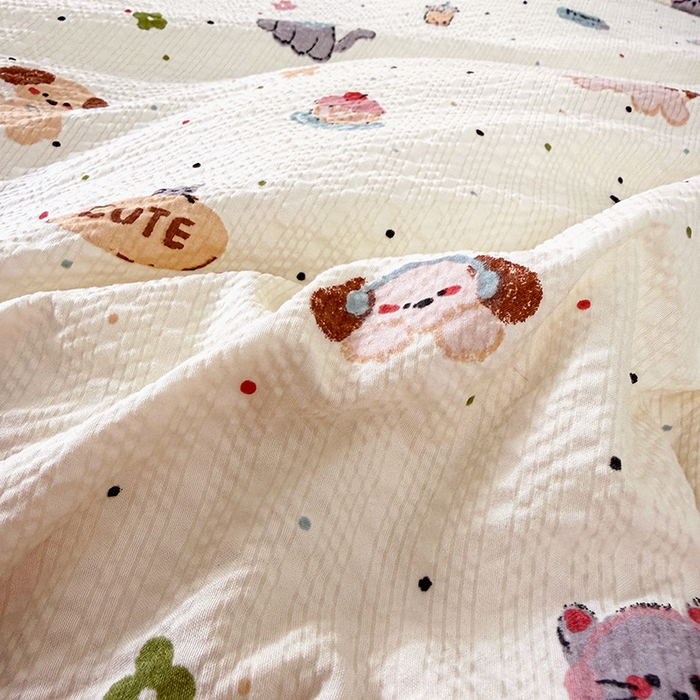 91家纺网 家纺一手货源 找家纺 凤杰家纺 2026新款云感双层纱床盖四件套 萌宠