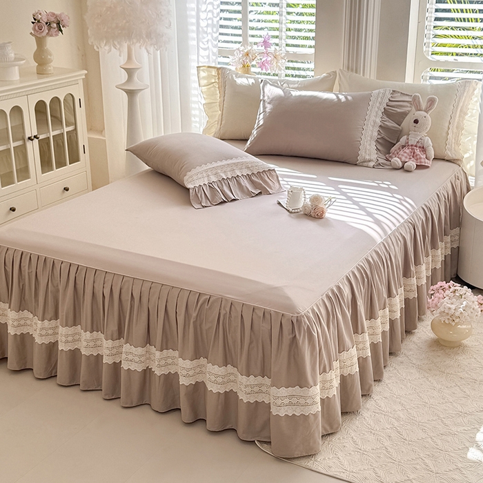 91家纺网 家纺一手货源 找家纺 （总）美达家纺 2026新款纯色13372全棉床裙法式镂空庄园风