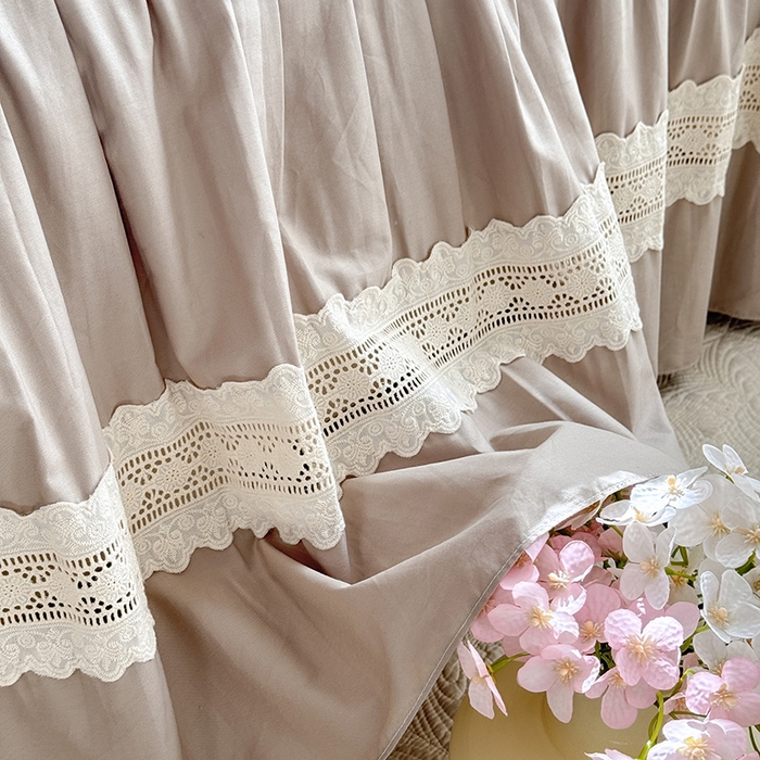 91家纺网 家纺一手货源 找家纺 （总）美达家纺 2026新款纯色13372全棉床裙法式镂空庄园风