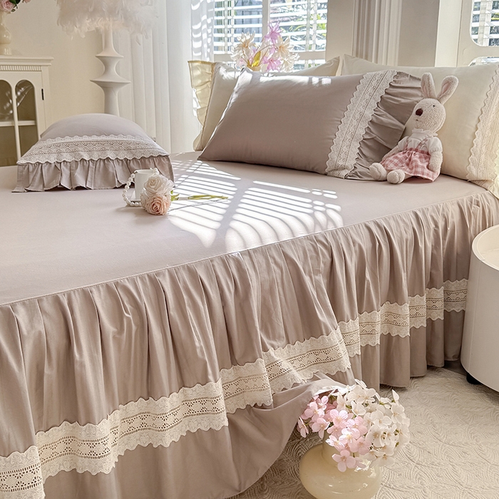 91家纺网 家纺一手货源 找家纺 （总）美达家纺 2026新款纯色13372全棉床裙法式镂空庄园风