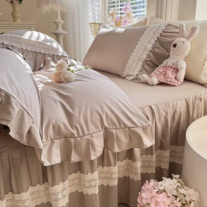 91家纺网 家纺一手货源 找家纺 （总）美达家纺 2026新款纯色13372全棉床裙法式镂空庄园风