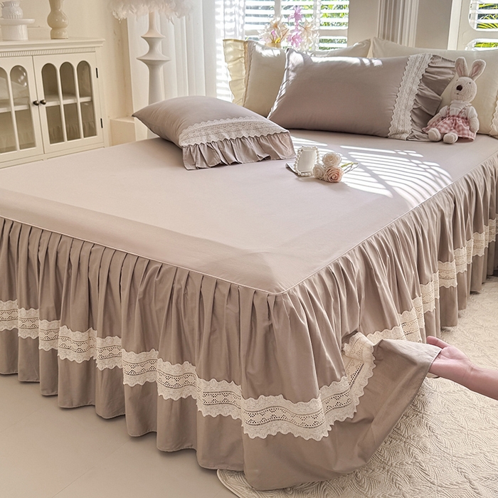 91家纺网 家纺一手货源 找家纺 （总）美达家纺 2026新款纯色13372全棉床裙法式镂空庄园风四件套