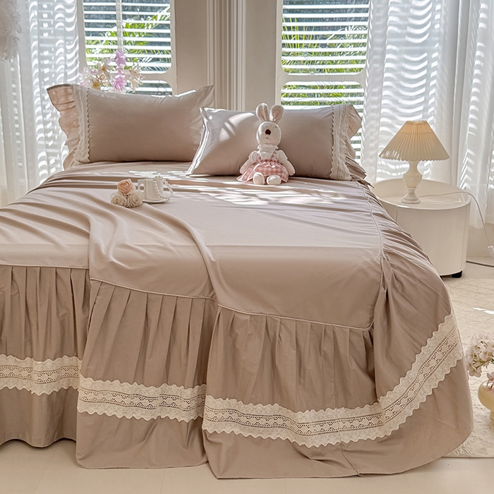 91家纺网 家纺一手货源 找家纺 （总）美达家纺 2026新款纯色13372全棉床裙法式镂空庄园风四件套