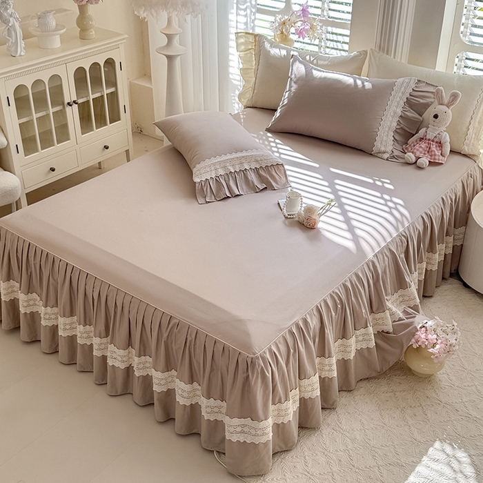 91家纺网 家纺一手货源 找家纺 （总）美达家纺 2026新款纯色13372全棉床裙法式镂空庄园风四件套