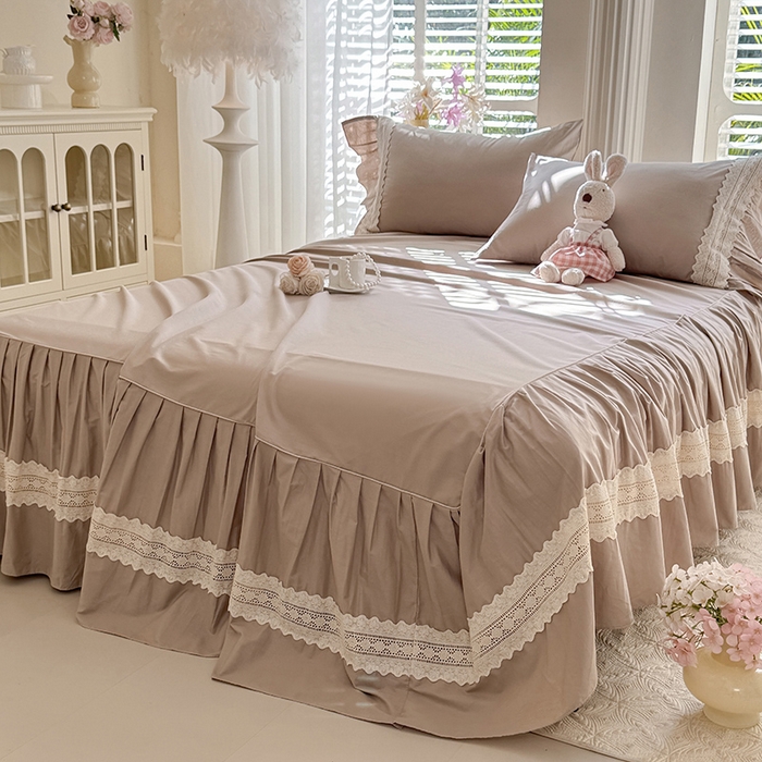 91家纺网 家纺一手货源 找家纺 （总）美达家纺 2026新款纯色13372全棉床裙法式镂空庄园风四件套