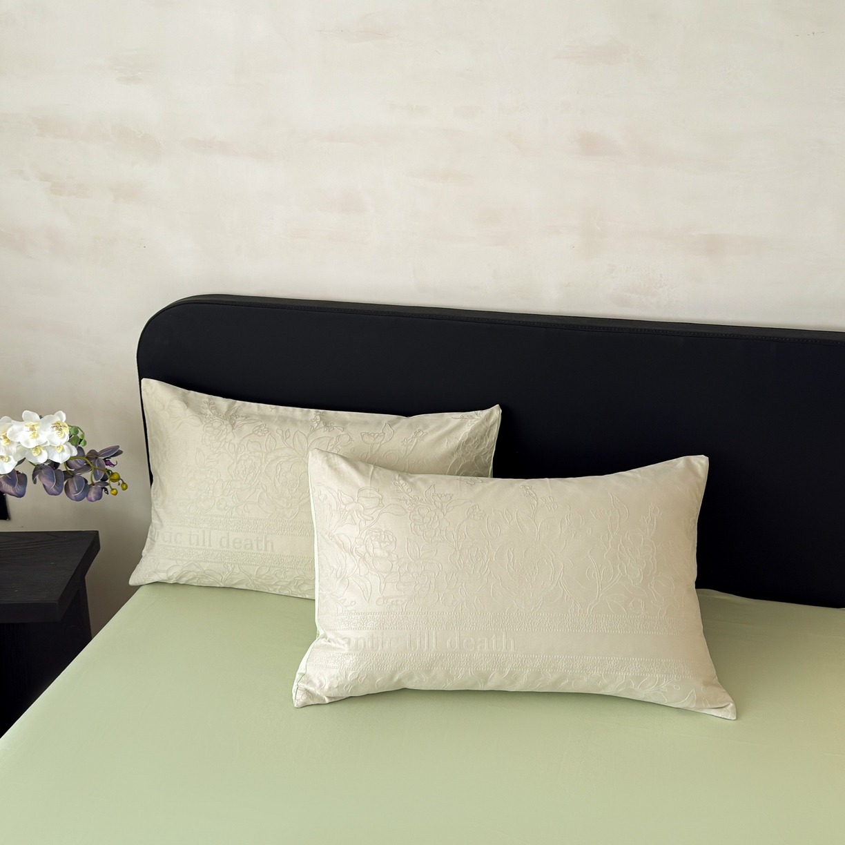 91家纺网 家纺一手货源 找家纺 雅萱家纺 2026新款60支提花全棉四件套 繁花绿