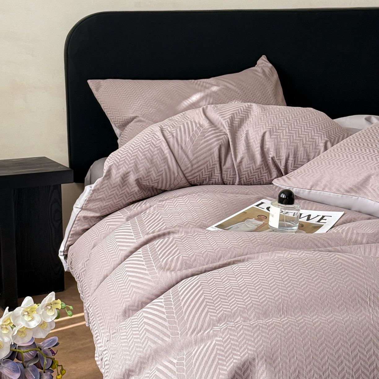 91家纺网 家纺一手货源 找家纺 雅萱家纺 2026新款60支提花全棉四件套 肌理灰