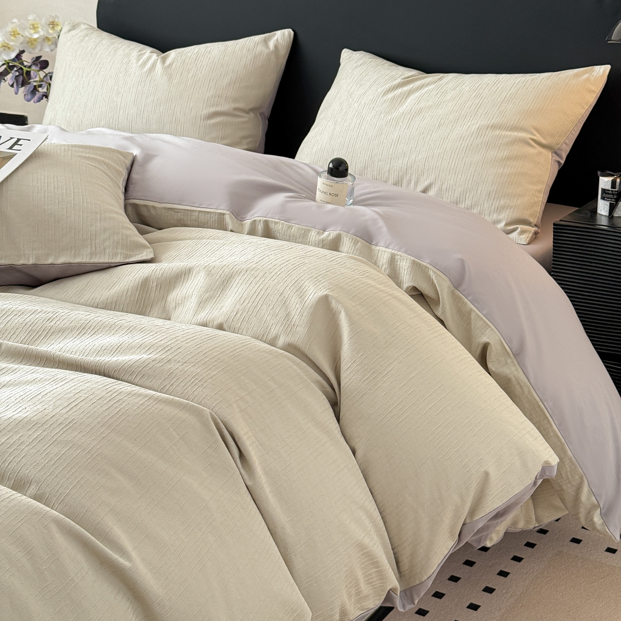 91家纺网 家纺一手货源 找家纺 雅萱家纺 2026新款60支提花全棉四件套 流星米