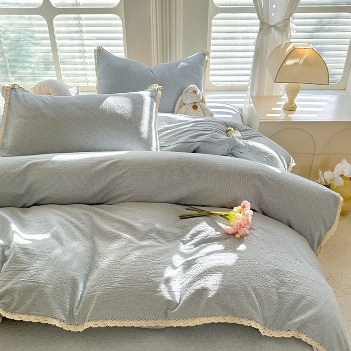 91家纺网 家纺一手货源 找家纺 （总）仰望棉麻双层纱供应链 2026春夏新款全棉纯棉色织提花四件套-漫时光