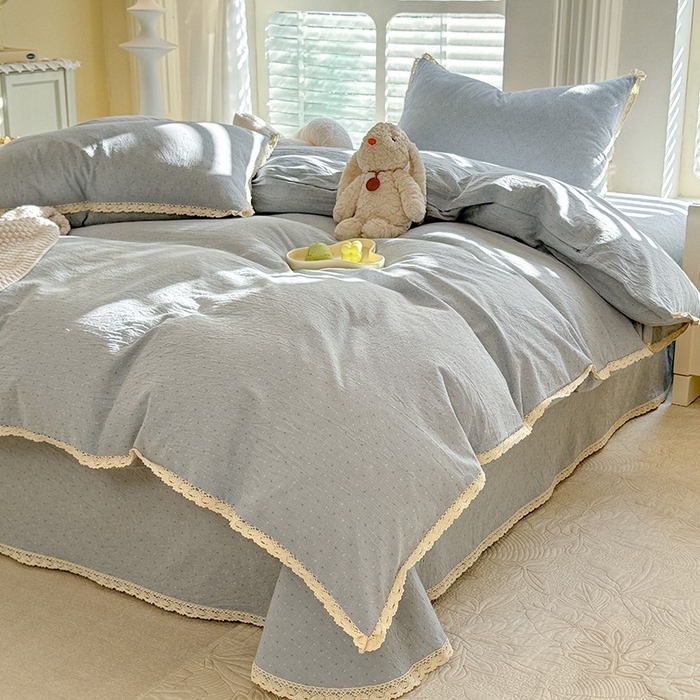 91家纺网 家纺一手货源 找家纺 （总）仰望棉麻双层纱供应链 2026春夏新款全棉纯棉色织提花四件套-漫时光