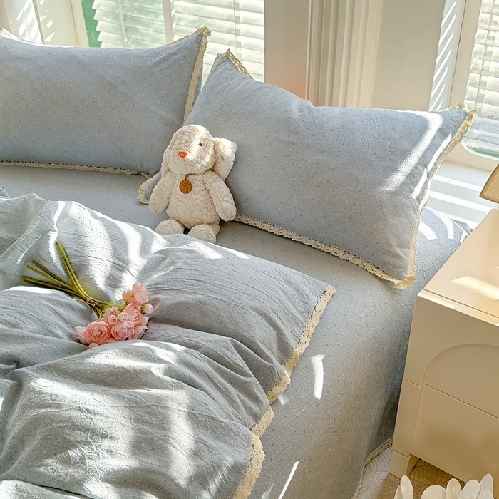 91家纺网 家纺一手货源 找家纺 （总）仰望棉麻双层纱供应链 2026春夏新款全棉纯棉色织提花四件套-漫时光