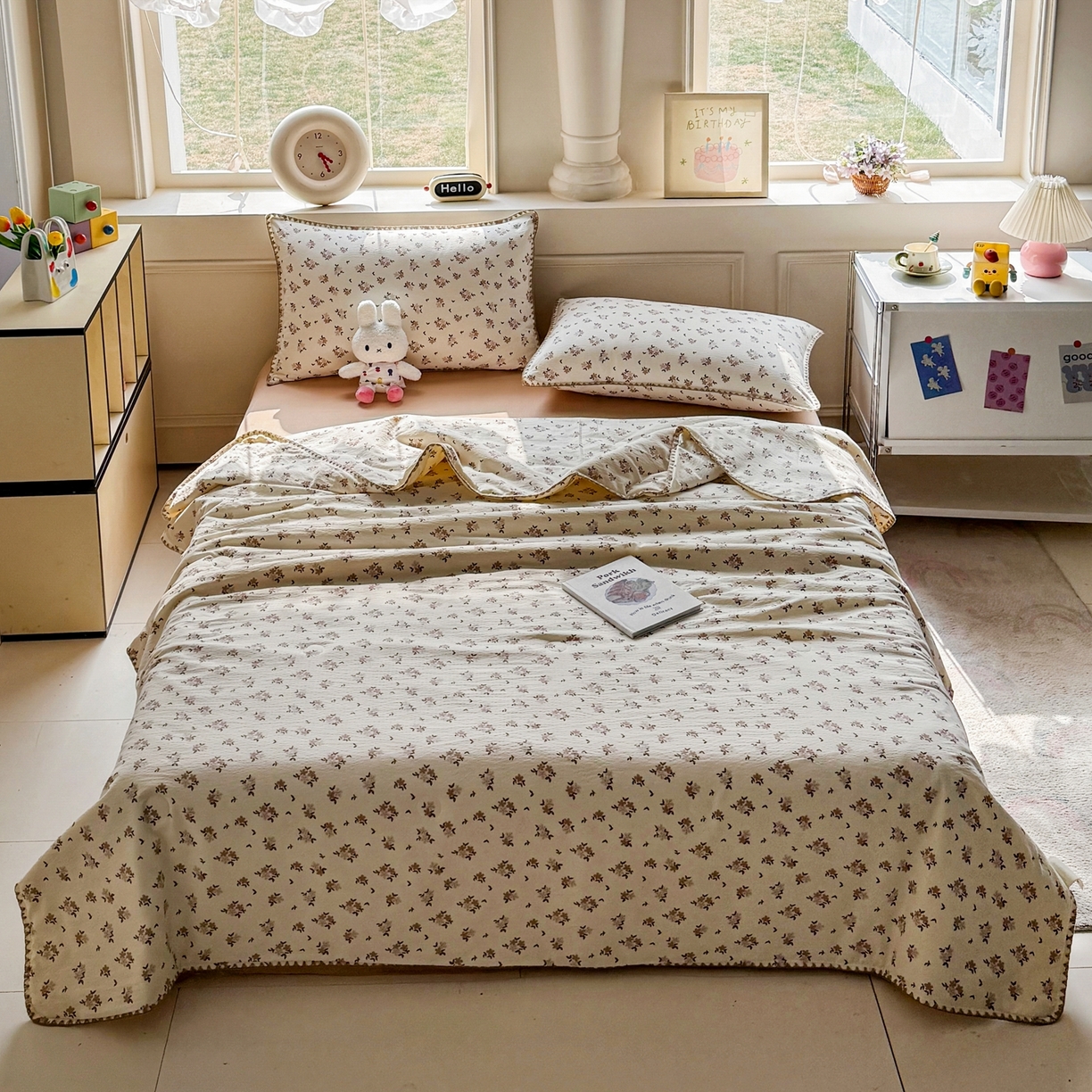 91家纺网 家纺一手货源 找家纺 星巴k家纺 2025新款春夏云感双层纱A类母婴级三角针夏被贝壳边夏凉被贝壳绣【可提供买家秀】贝壳绣-浅桃织夏