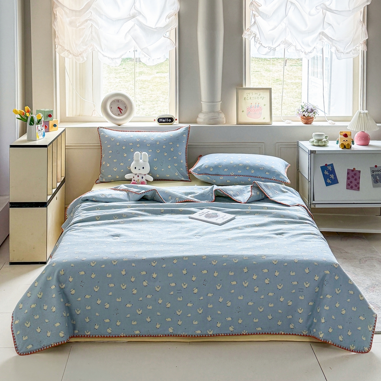 91家纺网 家纺一手货源 找家纺 星巴k家纺 2025新款春夏云感双层纱A类母婴级三角针夏被贝壳边夏凉被贝壳绣【可提供买家秀】贝壳绣-项天歌