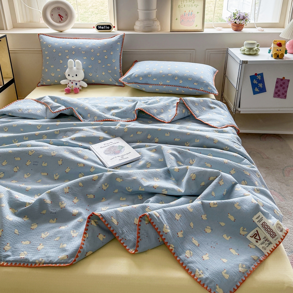 91家纺网 家纺一手货源 找家纺 星巴k家纺 2025新款春夏云感双层纱A类母婴级三角针夏被贝壳边夏凉被贝壳绣【可提供买家秀】贝壳绣-项天歌