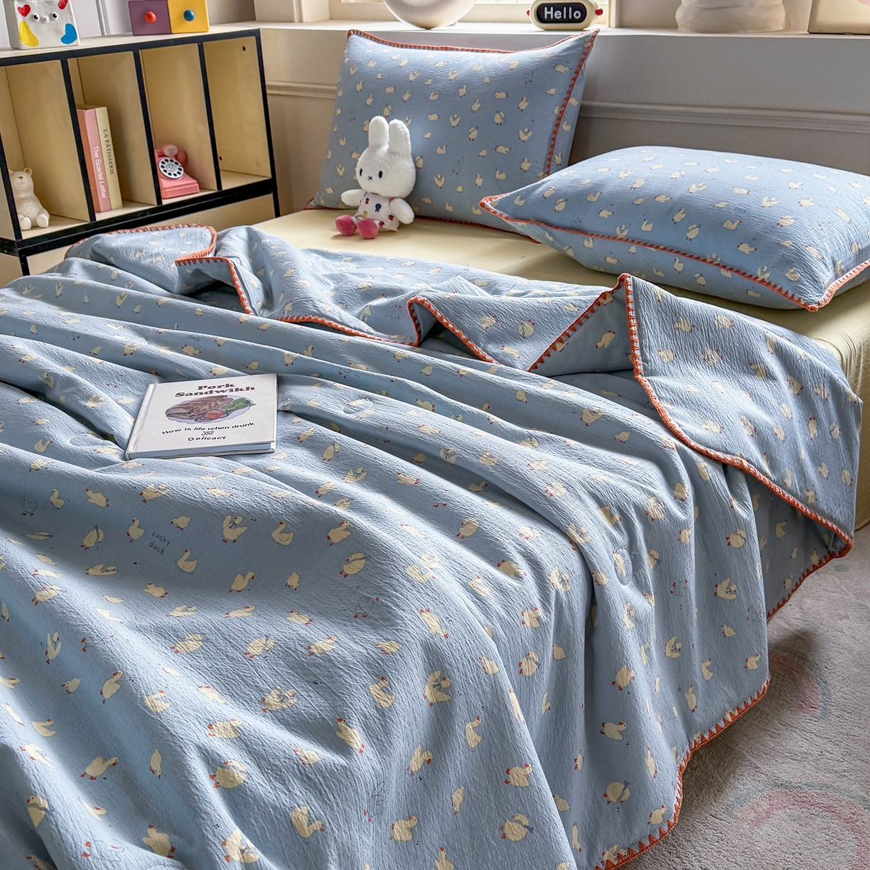 91家纺网 家纺一手货源 找家纺 星巴k家纺 2025新款春夏云感双层纱A类母婴级三角针夏被贝壳边夏凉被贝壳绣【可提供买家秀】贝壳绣-项天歌