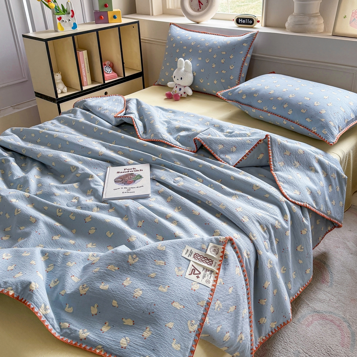 91家纺网 家纺一手货源 找家纺 星巴k家纺 2025新款春夏云感双层纱A类母婴级三角针夏被贝壳边夏凉被贝壳绣【可提供买家秀】贝壳绣-项天歌