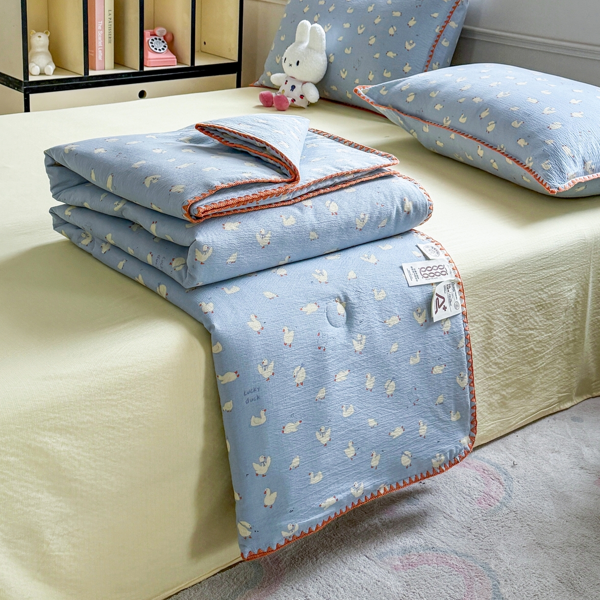 91家纺网 家纺一手货源 找家纺 星巴k家纺 2025新款春夏云感双层纱A类母婴级三角针夏被贝壳边夏凉被贝壳绣【可提供买家秀】贝壳绣-项天歌