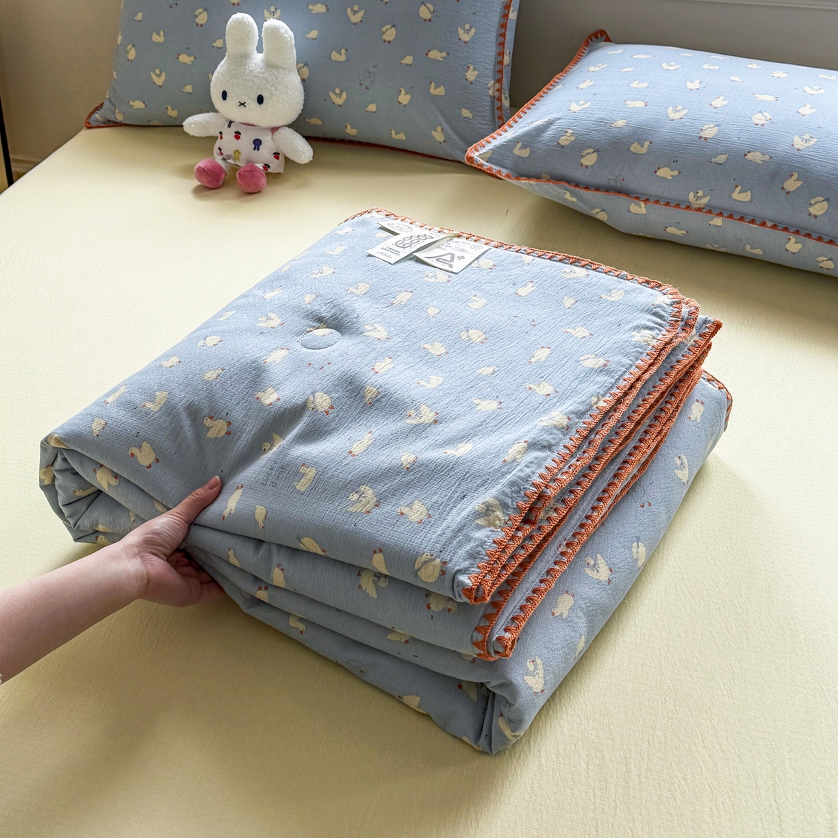 星巴k家纺 2025新款春夏云感双层纱A类母婴级三角针夏被贝壳边夏凉被贝壳绣【可提供买家秀】贝壳绣-项天歌