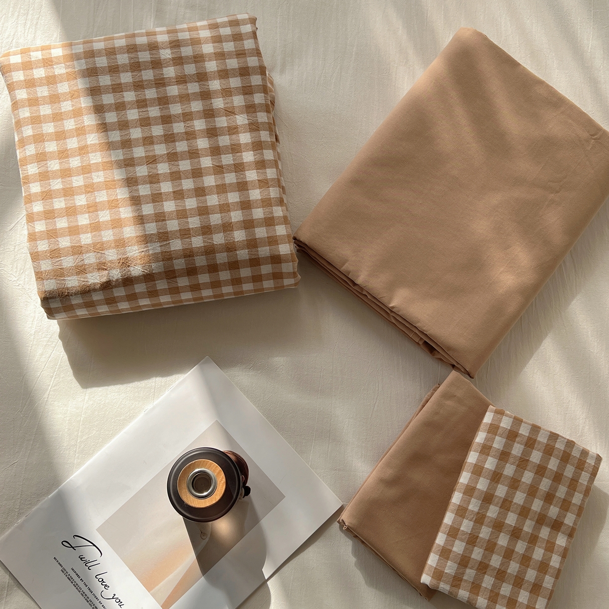 91家纺网 家纺一手货源 找家纺 （总）悦织湾家纺 2026新款软糯加厚水洗棉条格无印宜家风混搭三件套四件套学生宿舍床上用品