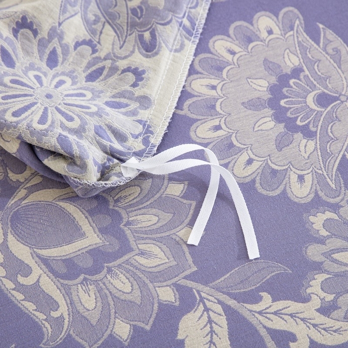 91家纺网 家纺一手货源 找家纺 仰望棉麻双层纱供应链 2026春夏新款紫色全棉纯棉色织提花双层纱纽扣款四件套 佛罗里达-紫色