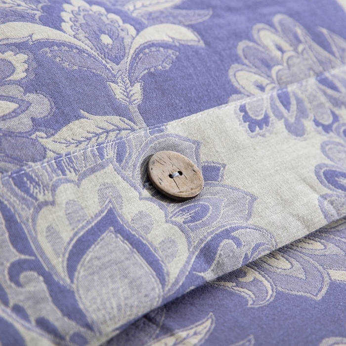 91家纺网 家纺一手货源 找家纺 仰望棉麻双层纱供应链 2026春夏新款紫色全棉纯棉色织提花双层纱纽扣款四件套 佛罗里达-紫色