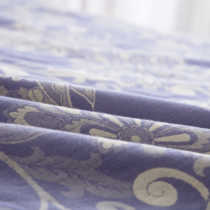 91家纺网 家纺一手货源 找家纺 仰望棉麻双层纱供应链 2026春夏新款紫色全棉纯棉色织提花双层纱纽扣款四件套 佛罗里达-紫色