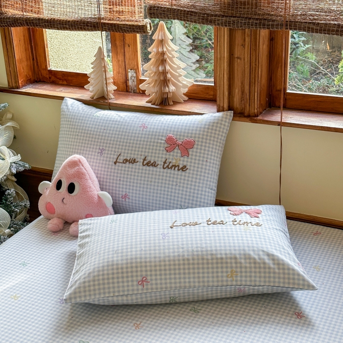 91家纺网 家纺一手货源 找家纺  布柔 2026新款13070纯棉全棉床笠印花绣花卡通床笠床垫保护套罩 曲奇蓝