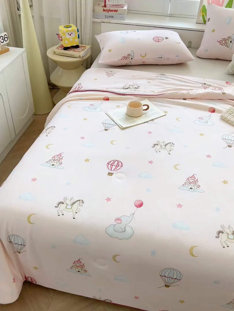 91家纺网 家纺一手货源 找家纺 优被业 2026新款A类牛奶丝针织棉软糯凉感大豆夏被空调被夏凉被(20%大豆国标包检测） 城堡