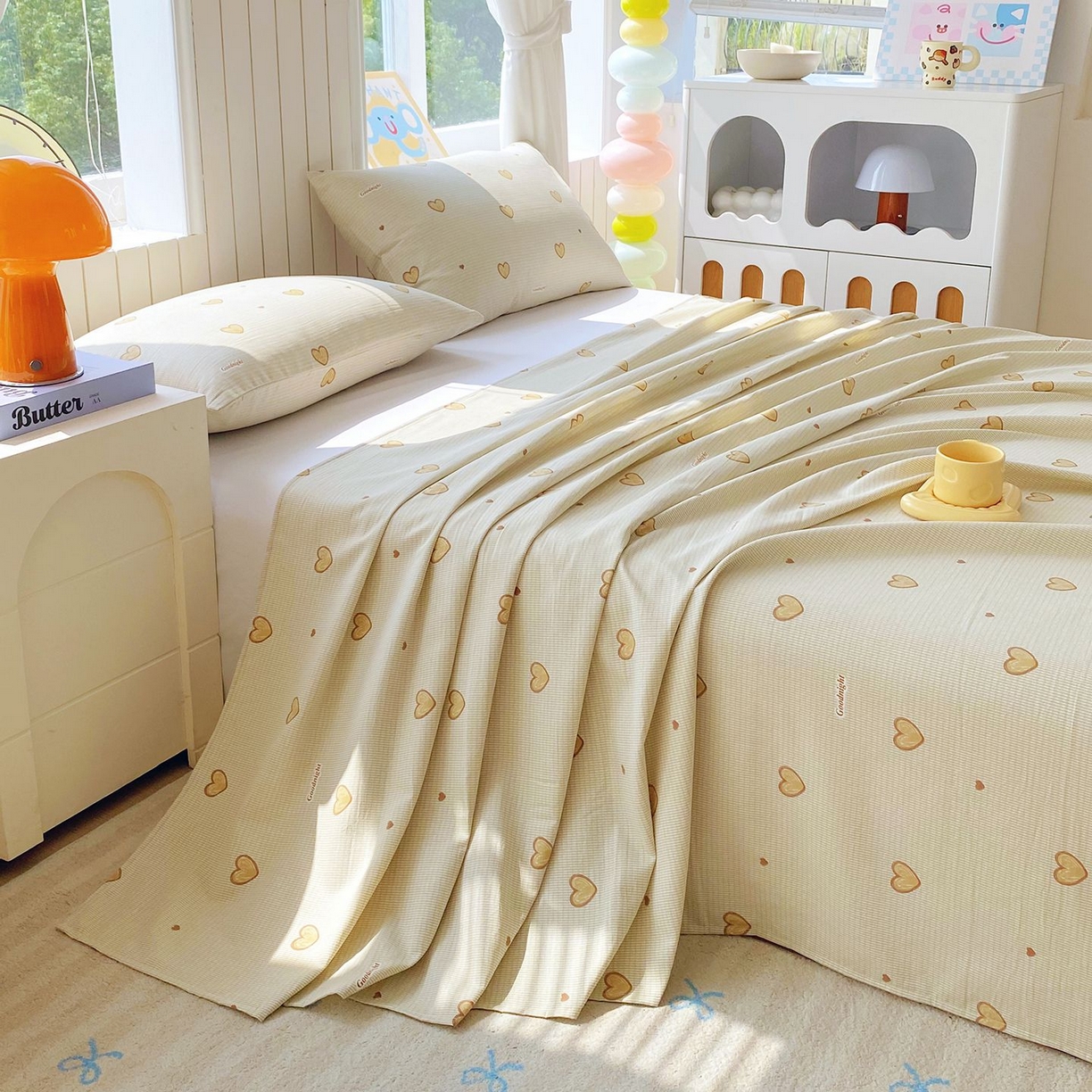 91家纺网 家纺一手货源 找家纺 悦织湾家纺 2026新款斜纹加厚水洗棉超细斜（加厚）床单单床单床单单件 床单-爱心浅咖