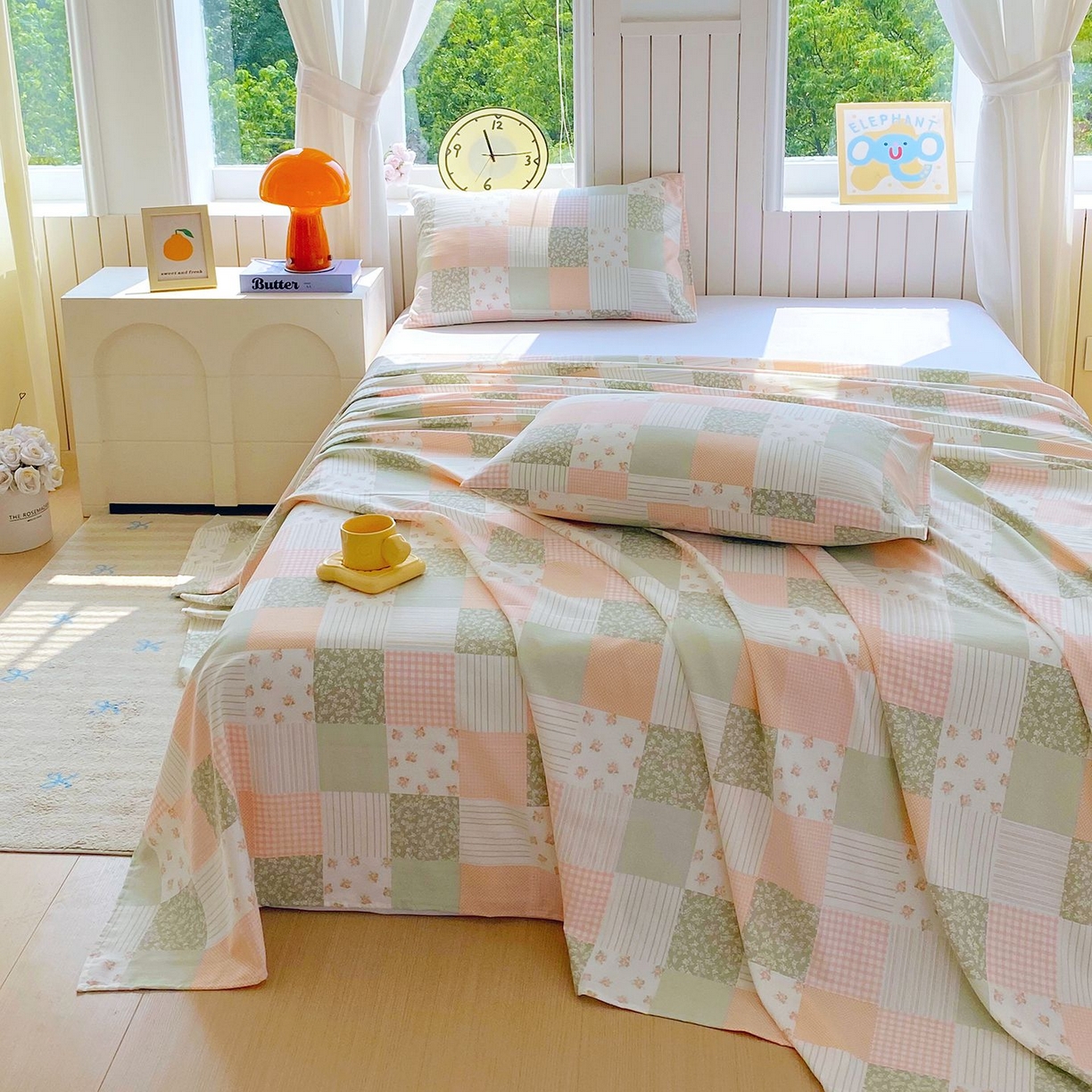 91家纺网 家纺一手货源 找家纺 悦织湾家纺 2026新款斜纹加厚水洗棉超细斜（加厚）床单单床单床单单件 床单-半亩花田