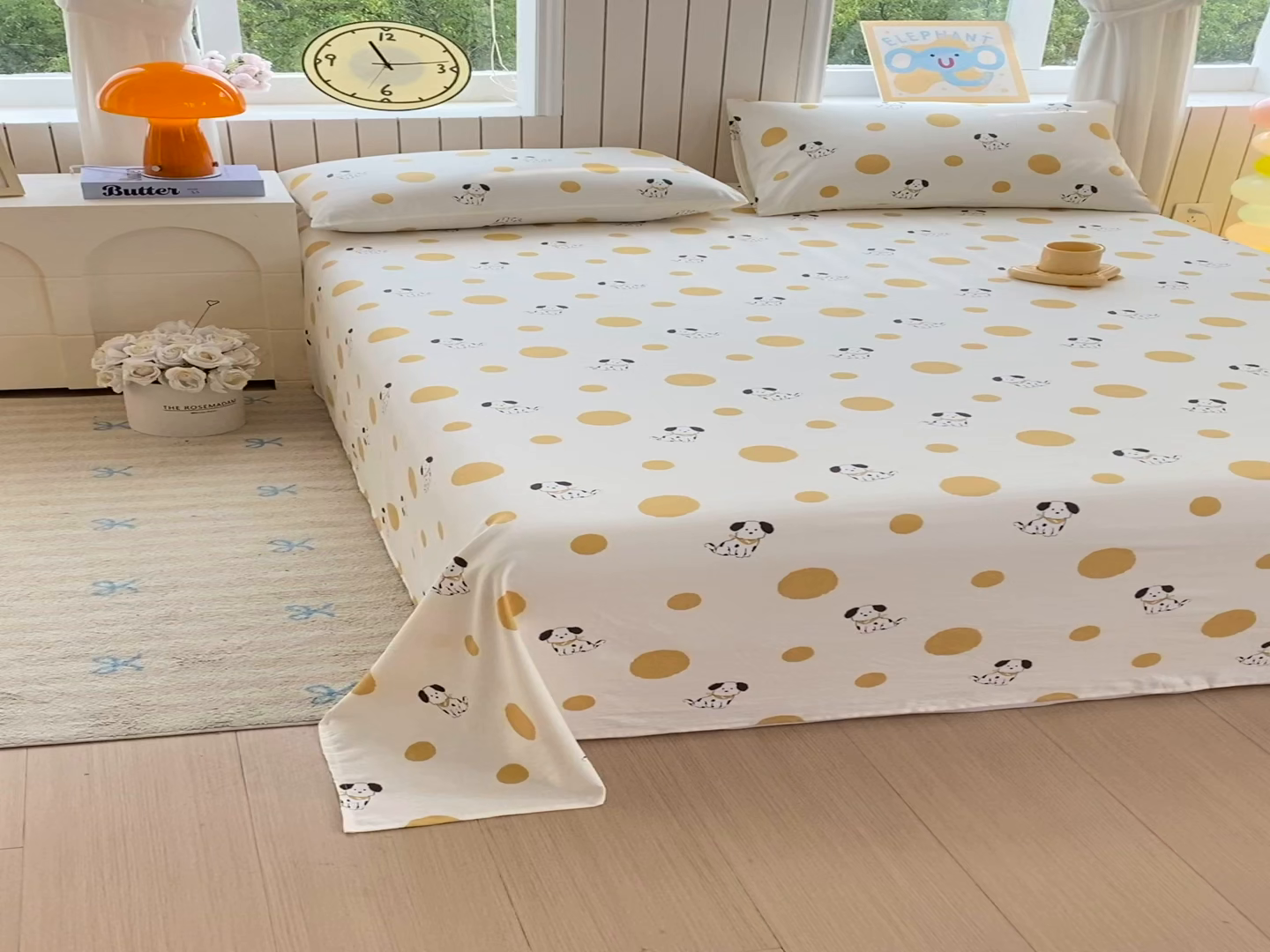 91家纺网 家纺一手货源 找家纺 悦织湾家纺 2026新款斜纹加厚水洗棉超细斜（加厚）床单单床单床单单件 床单-波点小狗