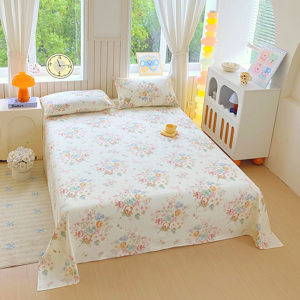 91家纺网 家纺一手货源 找家纺 悦织湾家纺 2026新款斜纹加厚水洗棉超细斜（加厚）床单单床单床单单件 床单-春和景明