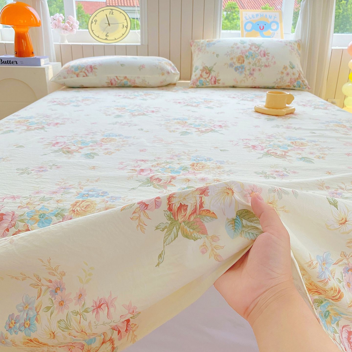 91家纺网 家纺一手货源 找家纺 悦织湾家纺 2026新款斜纹加厚水洗棉超细斜（加厚）床单单床单床单单件 床单-春和景明