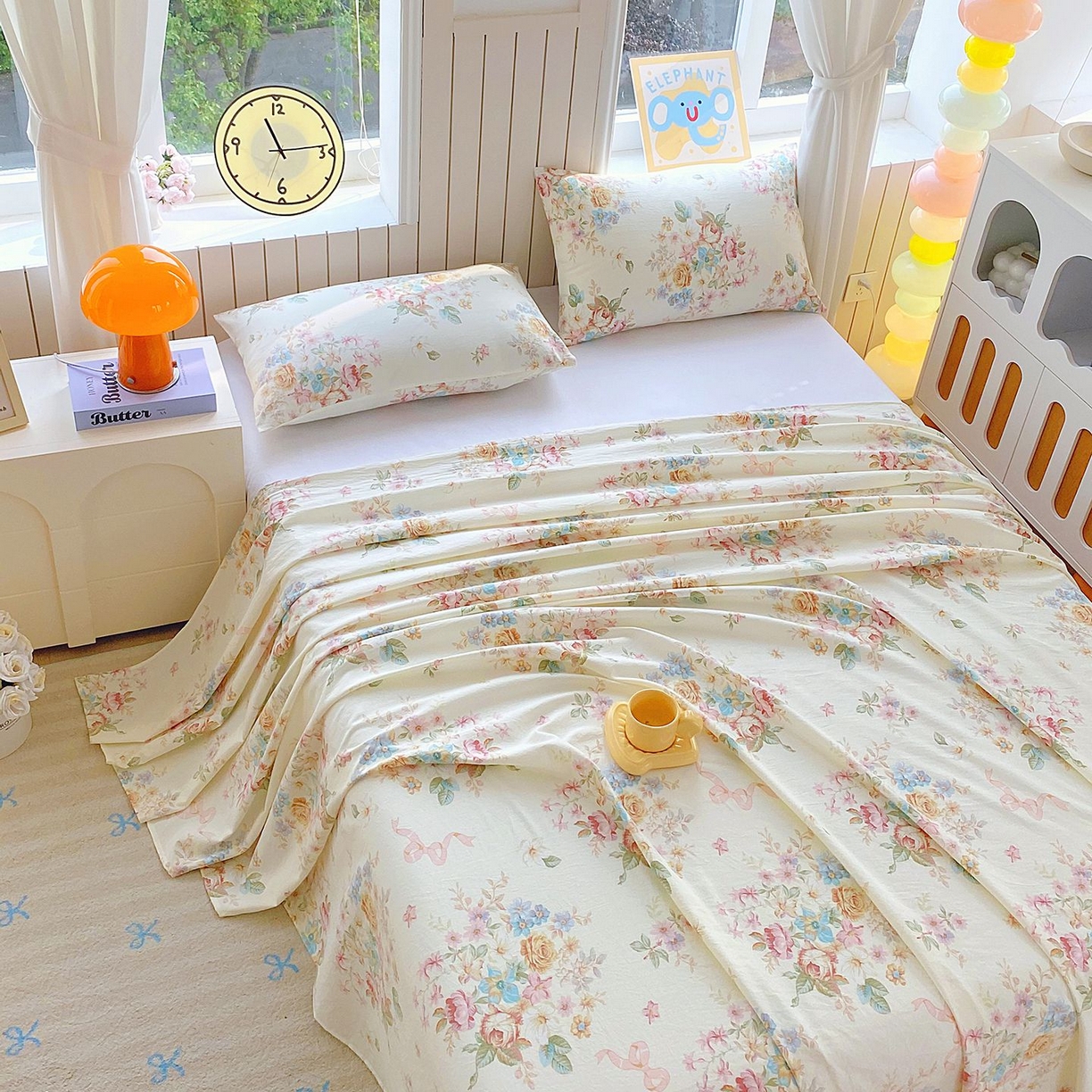 91家纺网 家纺一手货源 找家纺 悦织湾家纺 2026新款斜纹加厚水洗棉超细斜（加厚）床单单床单床单单件 床单-春和景明