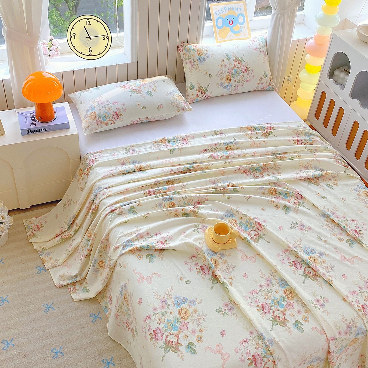 91家纺网 家纺一手货源 找家纺 悦织湾家纺 2026新款斜纹加厚水洗棉超细斜（加厚）床单单床单床单单件 床单-春和景明