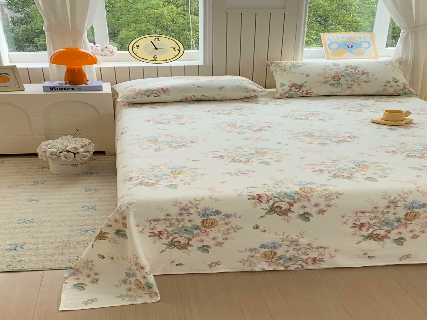 91家纺网 家纺一手货源 找家纺 悦织湾家纺 2026新款斜纹加厚水洗棉超细斜（加厚）床单单床单床单单件 床单-春和景明