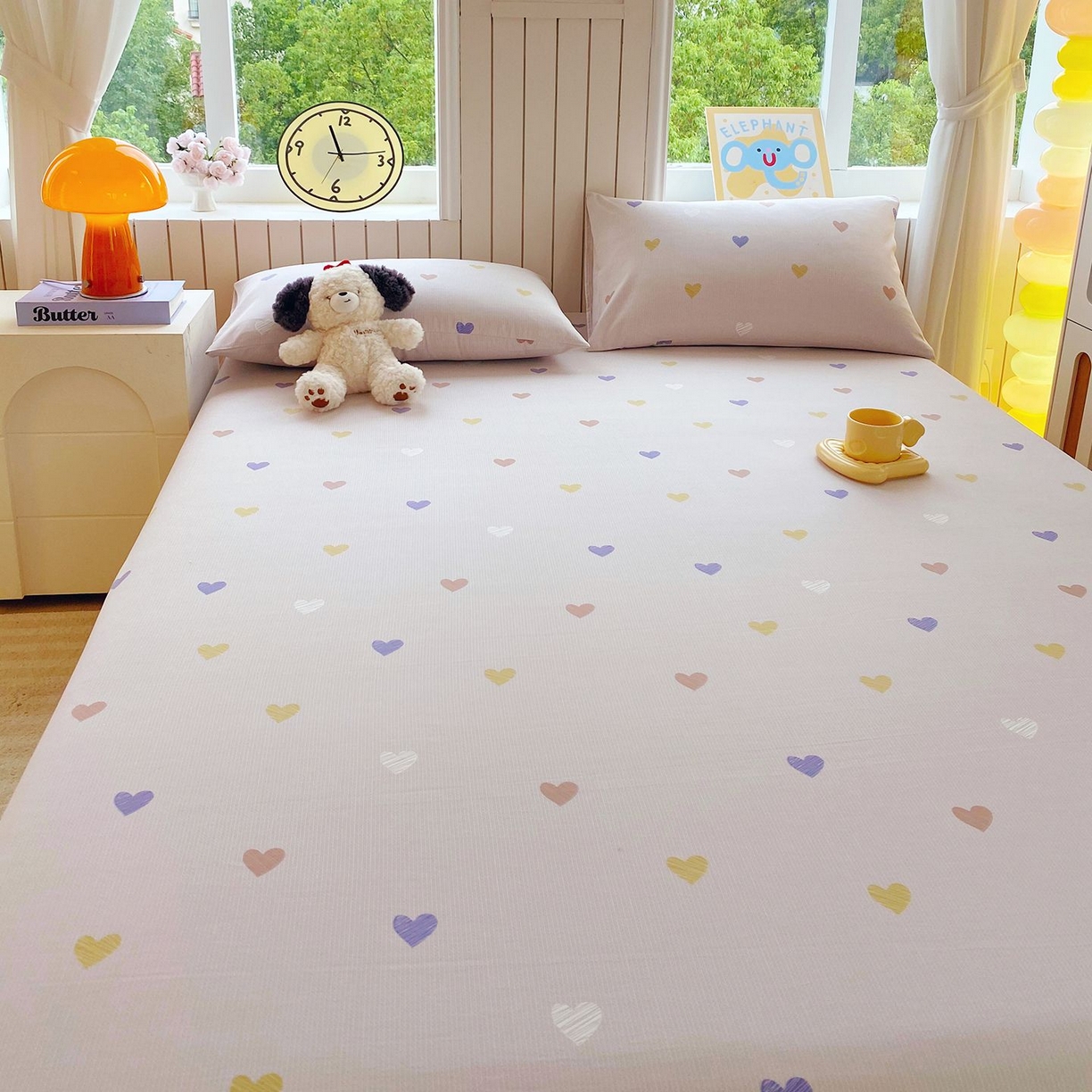 91家纺网 家纺一手货源 找家纺 悦织湾家纺 2026新款斜纹加厚水洗棉超细斜（加厚）床单单床单床单单件 床单-浪漫爱心