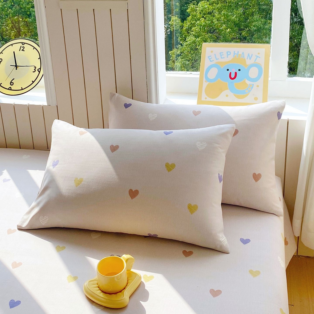 91家纺网 家纺一手货源 找家纺 悦织湾家纺 2026新款斜纹加厚水洗棉超细斜（加厚）床单单床单床单单件 床单-浪漫爱心