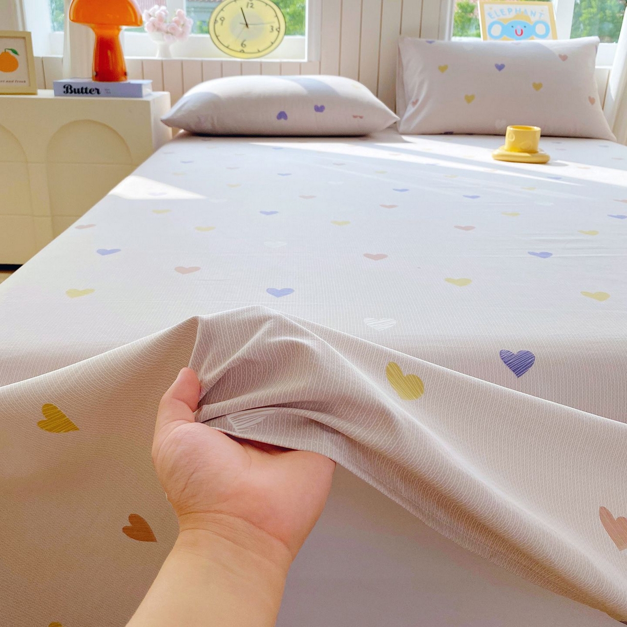 91家纺网 家纺一手货源 找家纺 悦织湾家纺 2026新款斜纹加厚水洗棉超细斜（加厚）床单单床单床单单件 床单-浪漫爱心