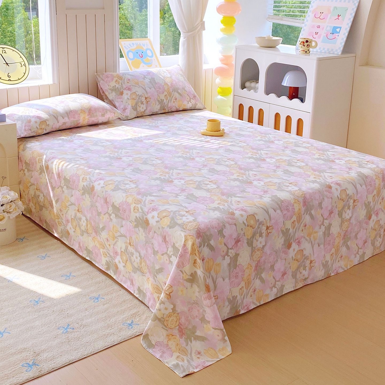 91家纺网 家纺一手货源 找家纺 悦织湾家纺 2026新款斜纹加厚水洗棉超细斜（加厚）床单单床单床单单件 床单-莫奈油画