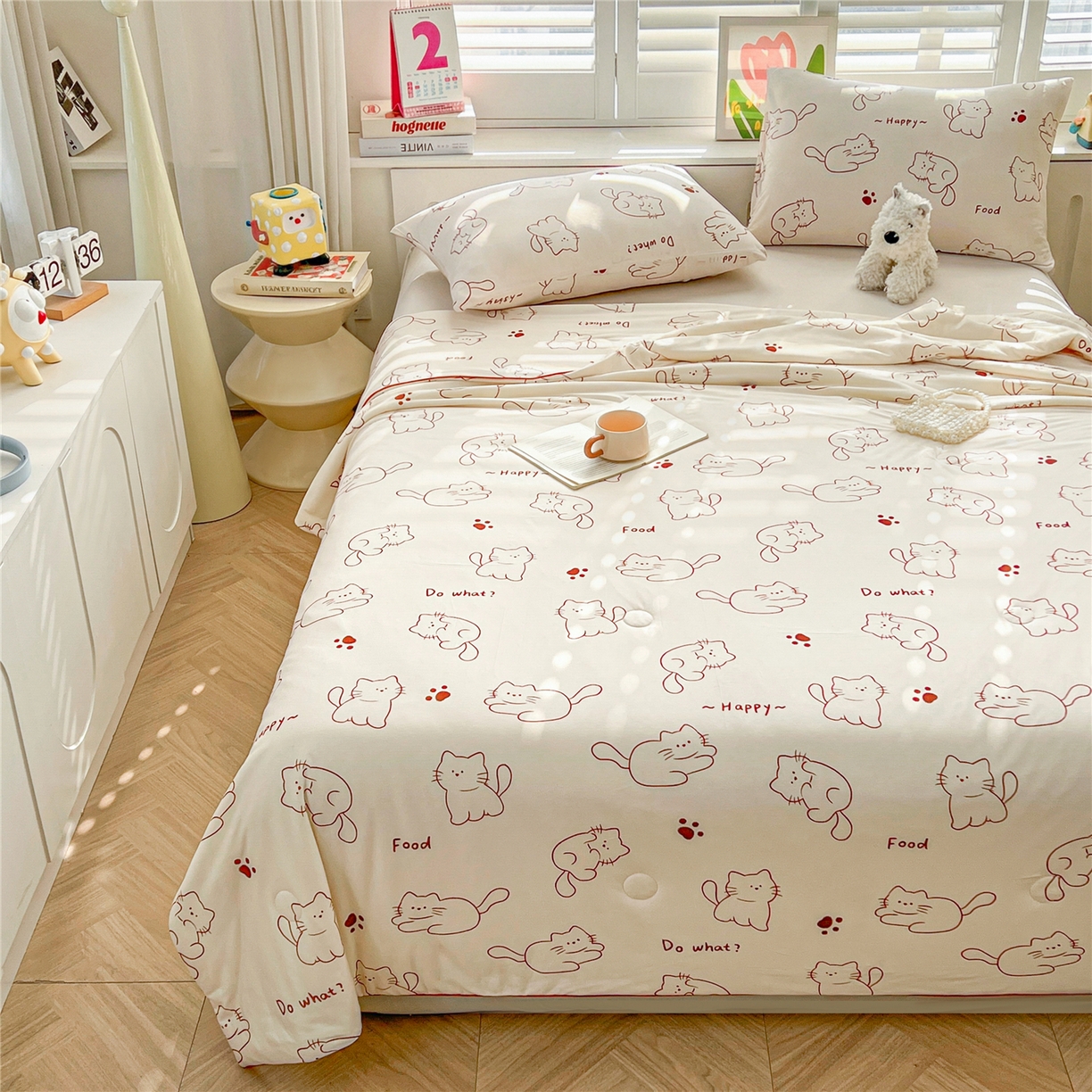 91家纺网 家纺一手货源 找家纺 优被业 2026新款A类牛奶丝针织棉软糯凉感大豆夏被空调被夏凉被(20%大豆国标包检测） 可可猫