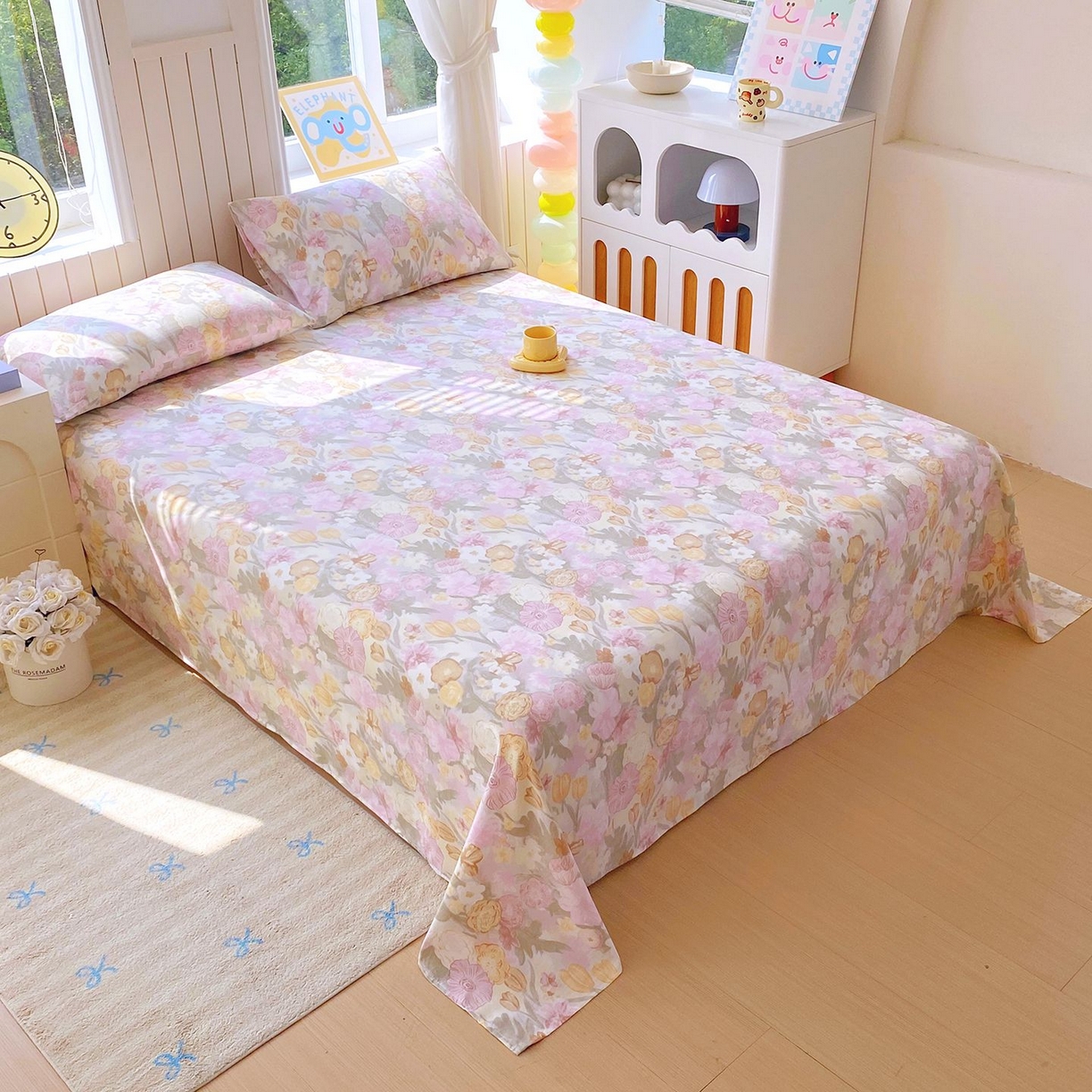 91家纺网 家纺一手货源 找家纺 悦织湾家纺 2026新款斜纹加厚水洗棉超细斜（加厚）床单单床单床单单件 床单-莫奈油画