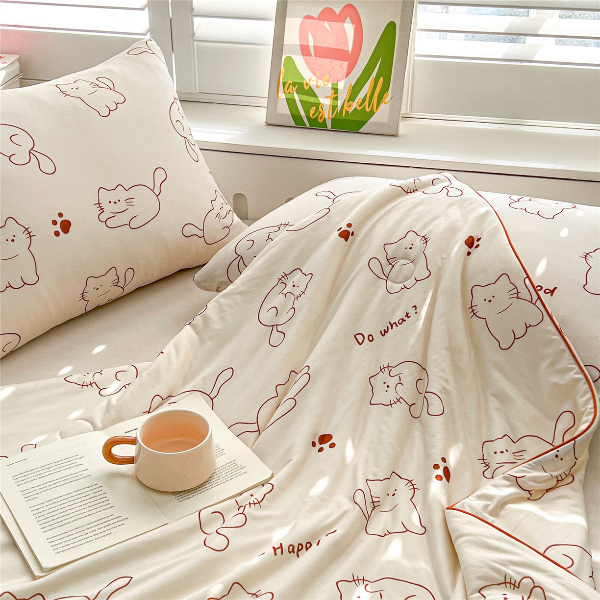 91家纺网 家纺一手货源 找家纺 优被业 2026新款A类牛奶丝针织棉软糯凉感大豆夏被空调被夏凉被(20%大豆国标包检测） 可可猫