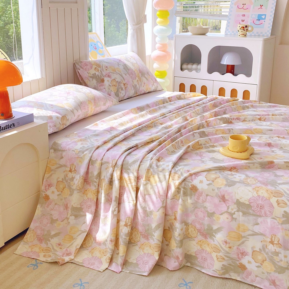 91家纺网 家纺一手货源 找家纺 悦织湾家纺 2026新款斜纹加厚水洗棉超细斜（加厚）床单单床单床单单件 床单-莫奈油画