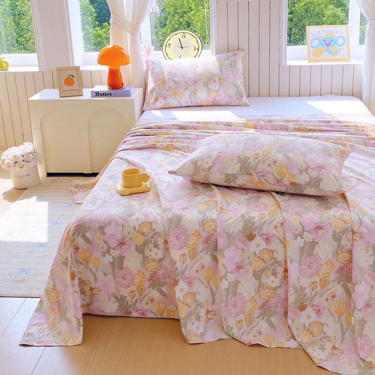 91家纺网 家纺一手货源 找家纺 悦织湾家纺 2026新款斜纹加厚水洗棉超细斜（加厚）床单单床单床单单件 床单-莫奈油画