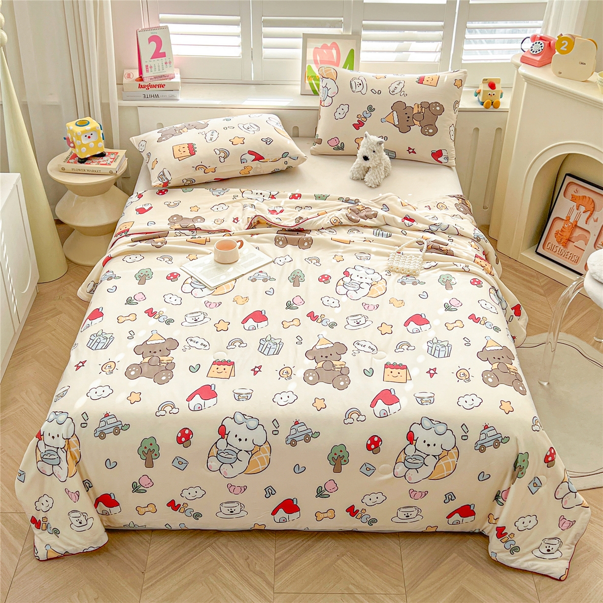 91家纺网 家纺一手货源 找家纺 优被业 2026新款A类牛奶丝针织棉软糯凉感大豆夏被空调被夏凉被(20%大豆国标包检测） 萌宠